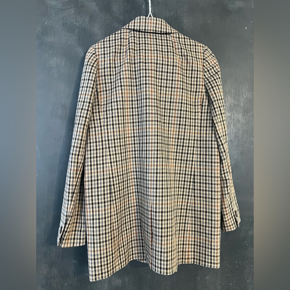 Madewell Women's Checkered Blazer - Black and Tan - Picture 5 of 7